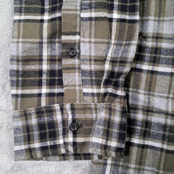 NEW NWT St Johns Bay Flannel Shirt Men 5XLT TALL Green Plaid Soft 100% Cotton - Picture 5 of 9